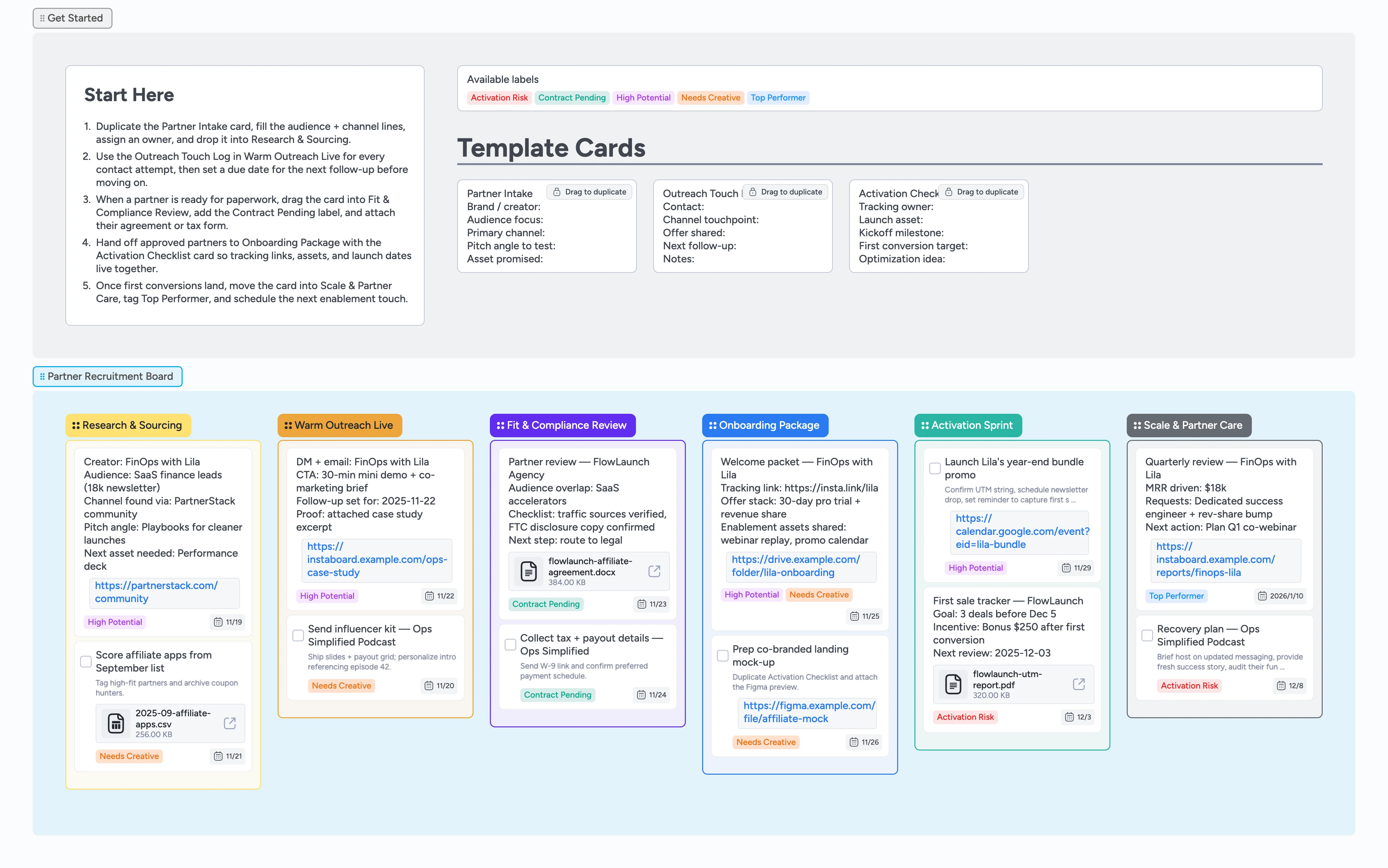 Affiliate Recruitment Pipeline Template