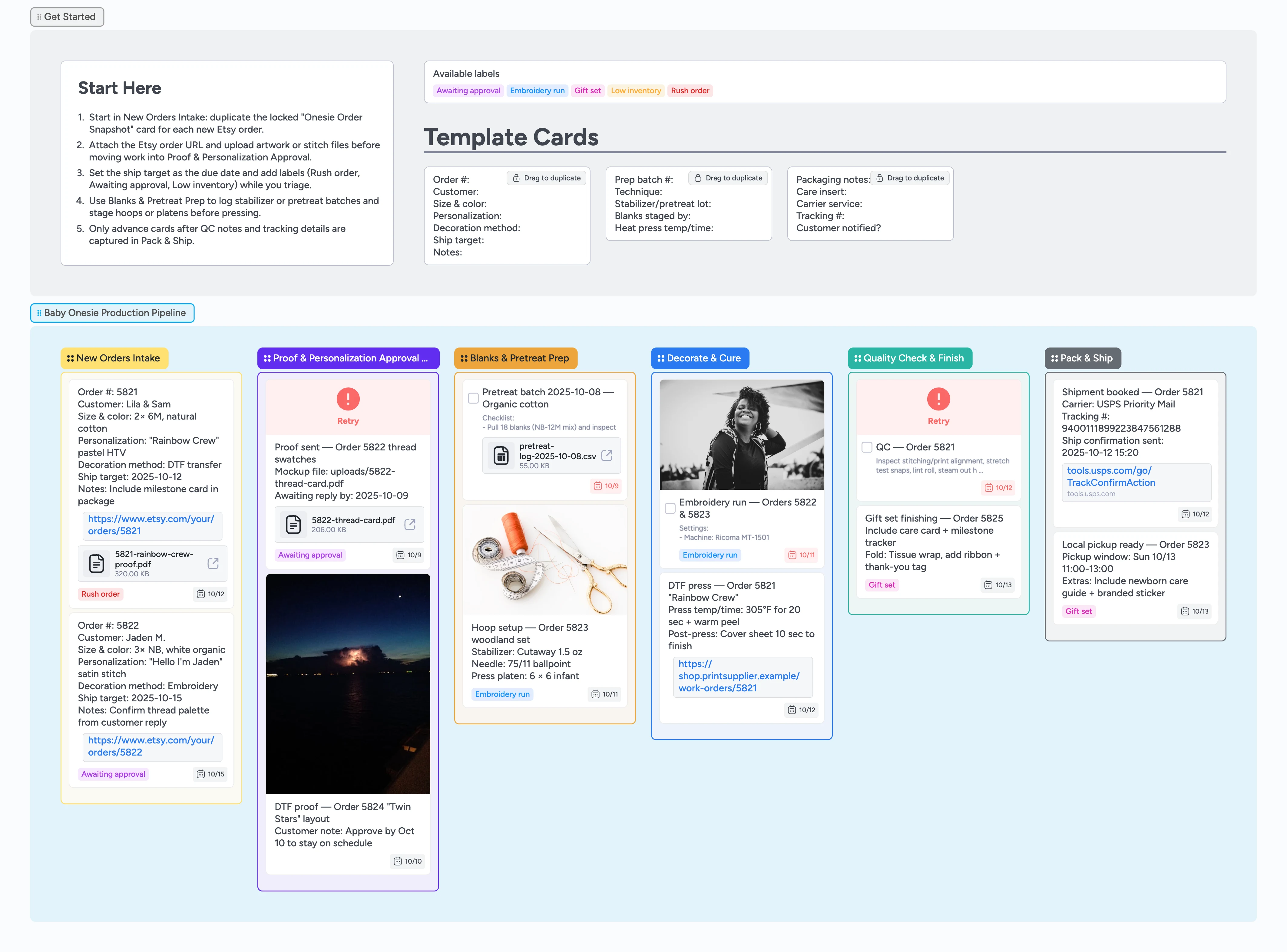 Etsy Baby Onesies Production Pipeline Template