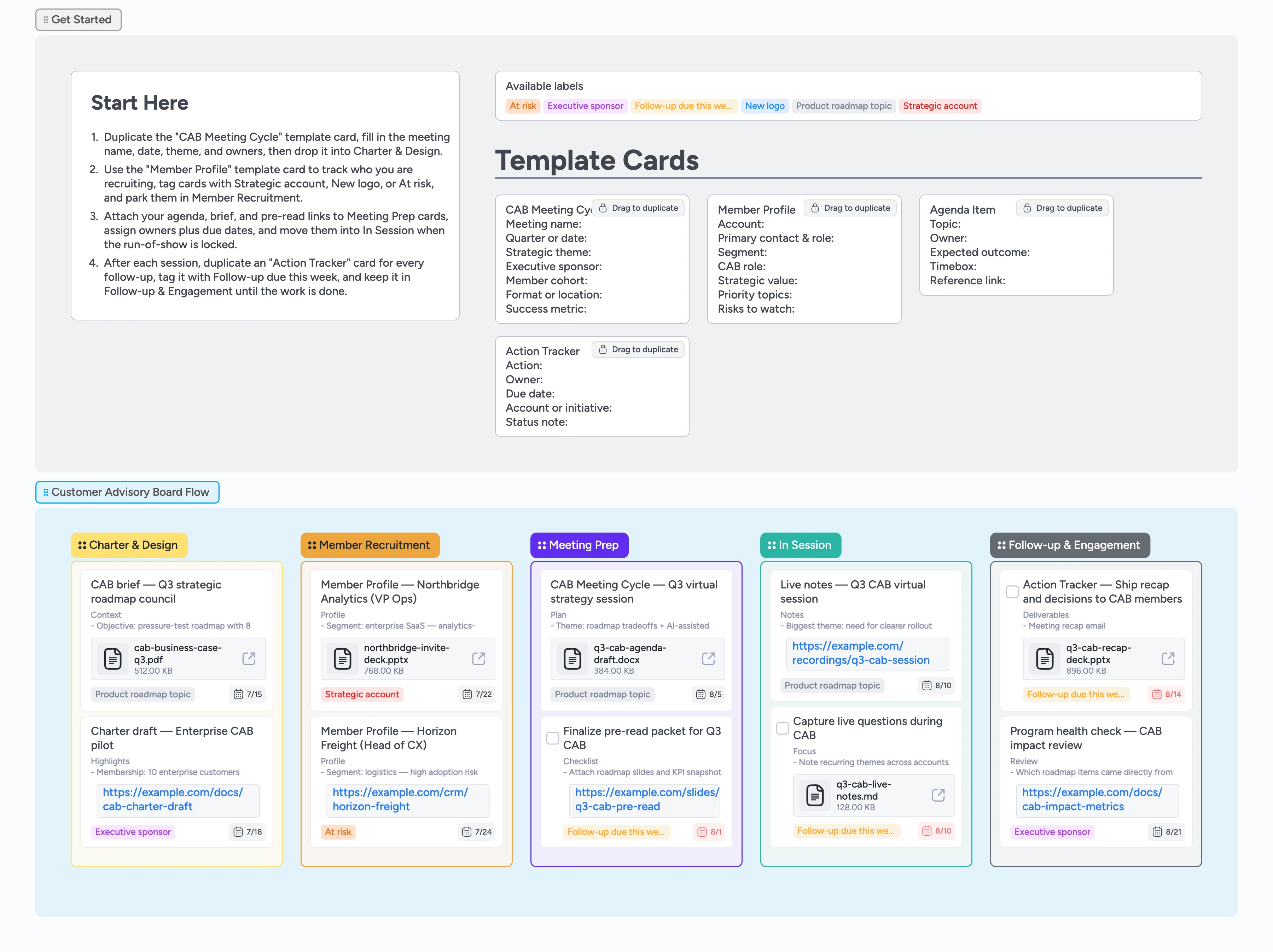 Customer Advisory Board Pipeline Template