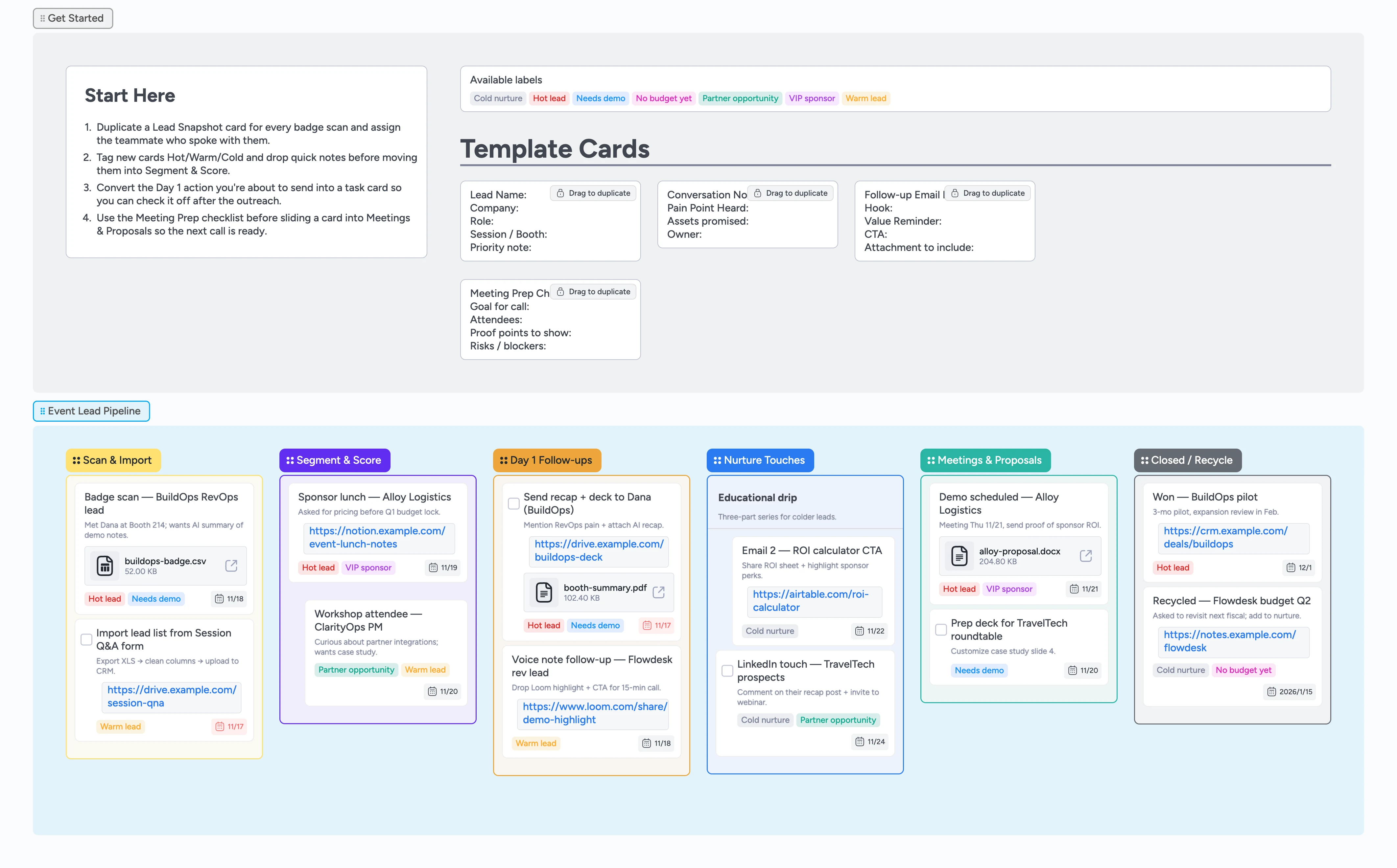 Event Lead Follow-up Pipeline Template